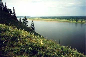 Vista al río Kama en el verano.