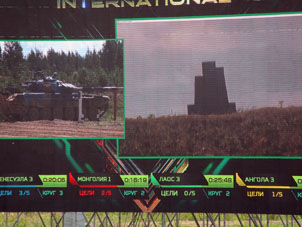 Momento del tiro en la pantalla.