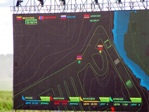 La mapa muestra que el tanque venezolano va a acabar su círculo final y el armenio retrasa a un más.