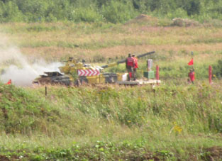 El tanque en el punto de fuego.