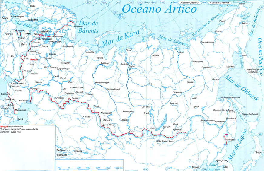 Situación de la ciudad de Moscú en el mapa de Rusia.