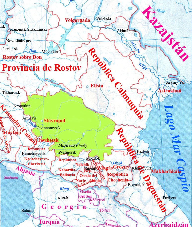 Situación de la Región (kray) de Stávropol